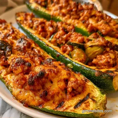 Air Fryer Zucchini Boats for 4 Servings Recipe Card