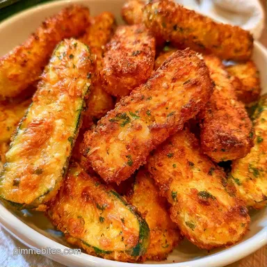 Air Fryer Zucchini Sticks with Parmesan Recipe Card