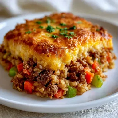 Beef Rice Casserole for 8 Servings Recipe Card