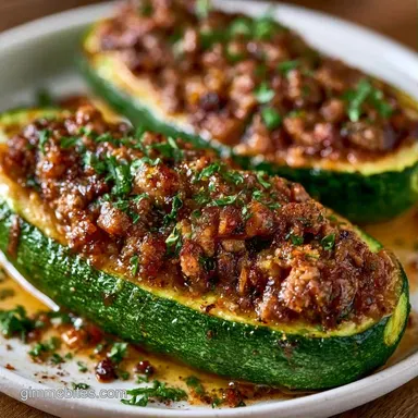 Zucchini Boats with Ground Beef Recipe Card