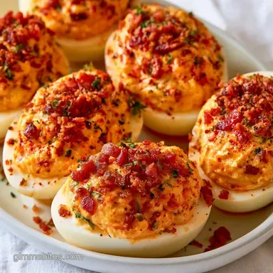 Cheesy Deviled Eggs with Sharp Cheddar Recipe Card