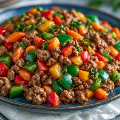 Easy GF Beef Skillet in 30 Minutes Recipe Card