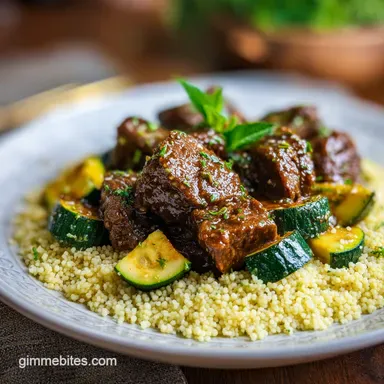 French Couscous Recipe with Zucchini and Braised Lamb for 4 Servings Recipe Card