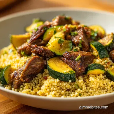 French Couscous Recipe with Zucchini and Braised Lamb for 4 Servings