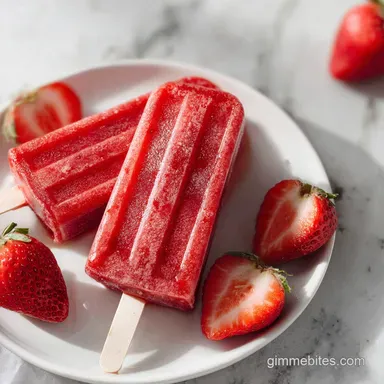 Strawberry Fruit Popsicles for 6 Servings | Refreshing Dessert Recipe Card