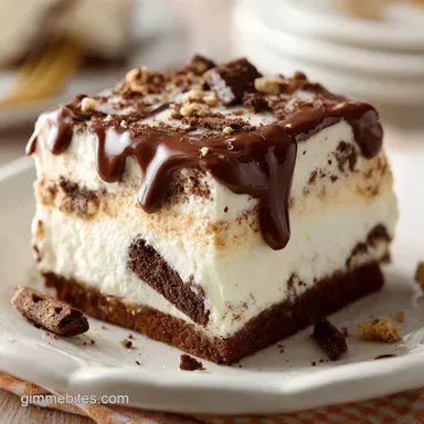 Ice Cream Cake Recipe with Ice Cream Sandwiches and Chocolate Fudge Recipe Card