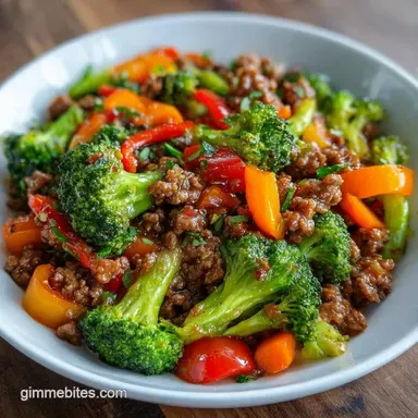 Lean Ground Beef Stir Fry in 30 Minutes Recipe Card