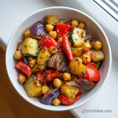 Veggie Lunch Idea with Roasted Chickpeas for 4 Servings Recipe Card