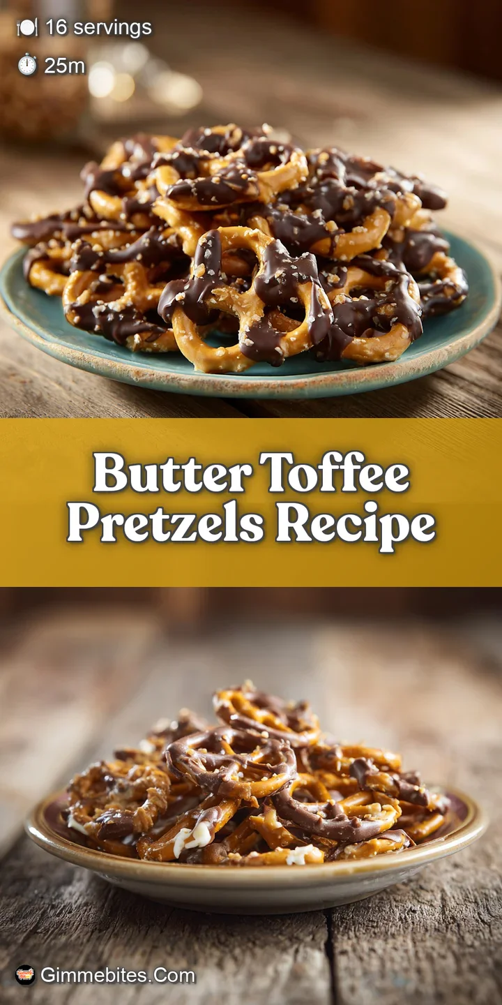 Close-up of butter toffee pretzels reveals their texture: crisp pretzels covered in a rich, amber toffee and sprinkled wit...