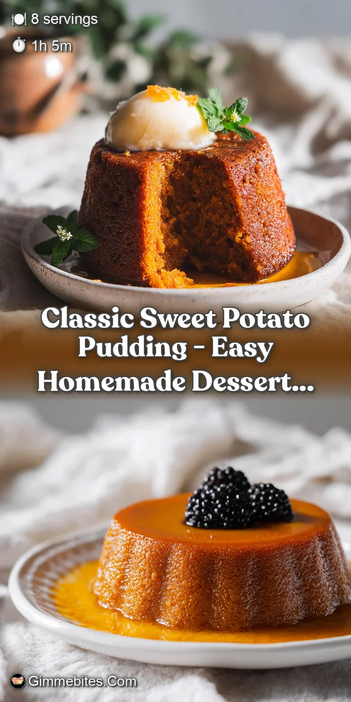 Close-up of velvety sweet potato pudding showing its rich orange hue and smooth texture.