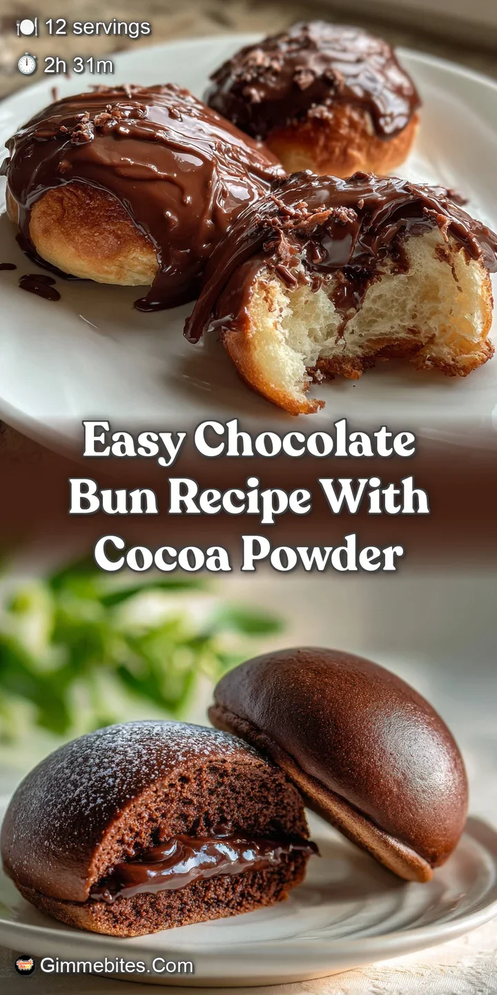 Close-up of a rich chocolate bun; swirls of dark chocolate peek through the soft, golden dough with a glaze that shimmers.