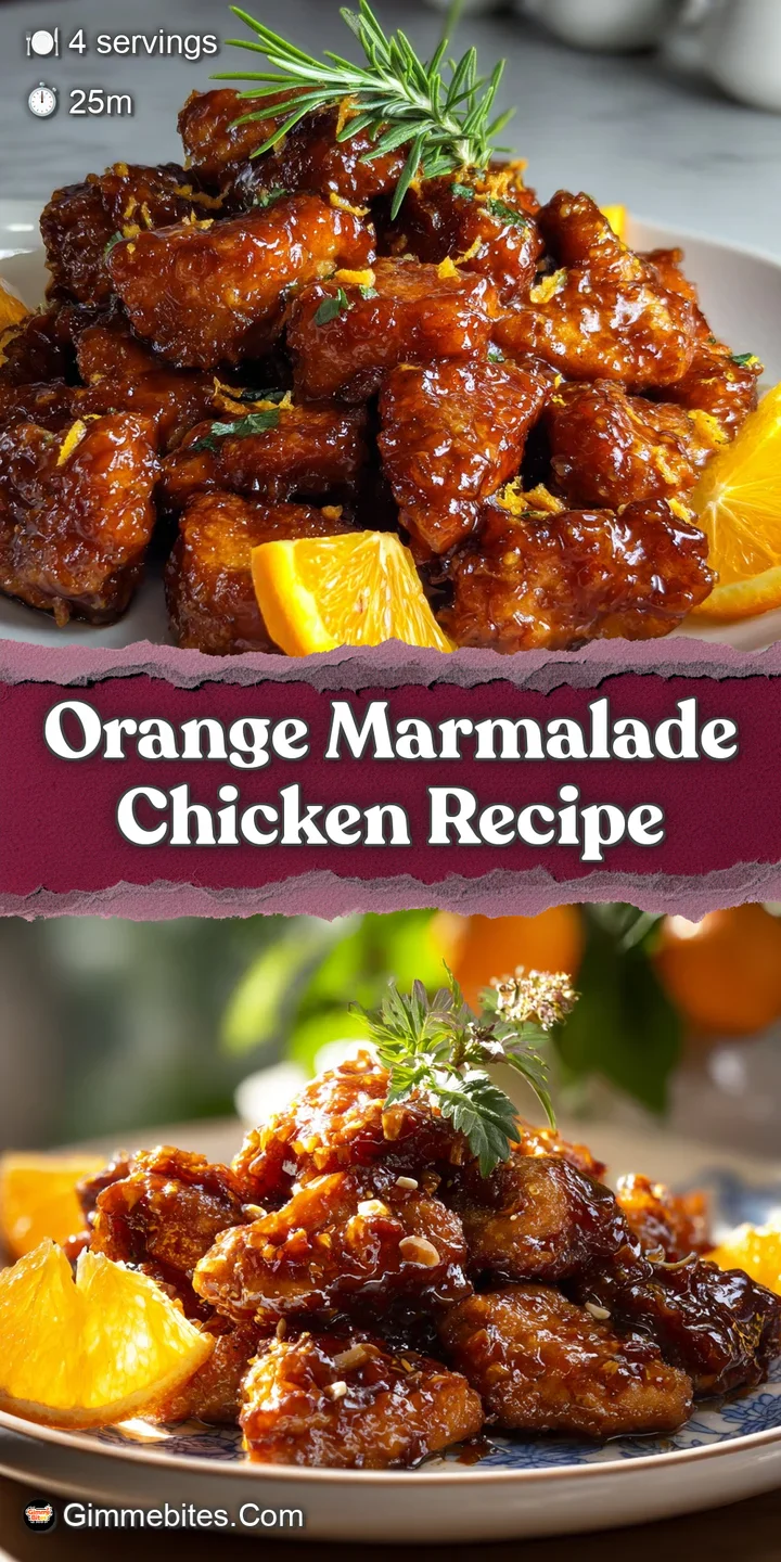 Close-up of succulent orange marmalade chicken, the glaze catching the light, highlighting its sticky, sweet texture and v...