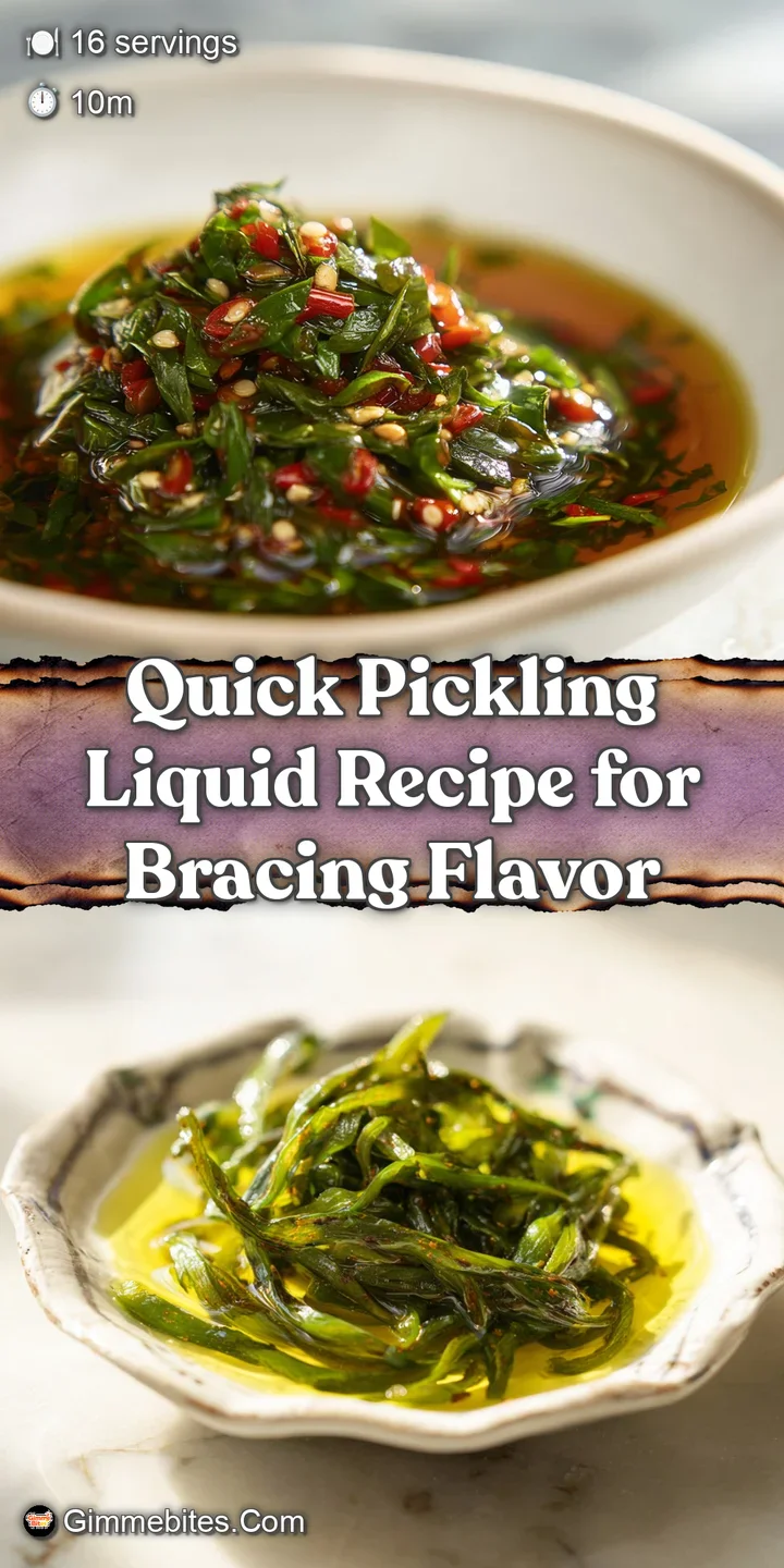 Close-up of dill sprigs and garlic cloves suspended in a bright, clear pickling liquid, hinting at a tangy, fresh flavor w...