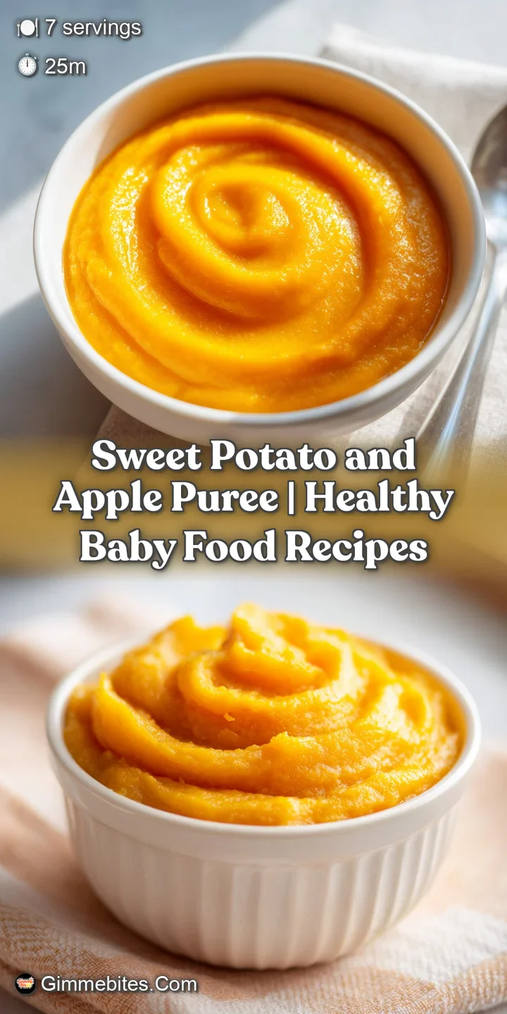 Close-up of velvety sweet potato and apple puree, showing its smooth, comforting texture.