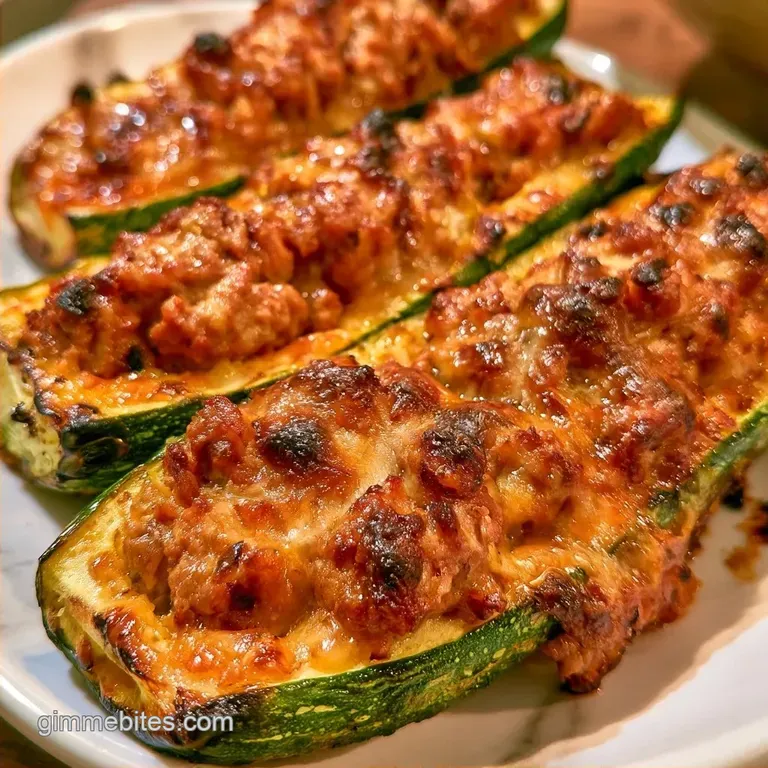 Air Fryer Zucchini Boats with Ground Beef