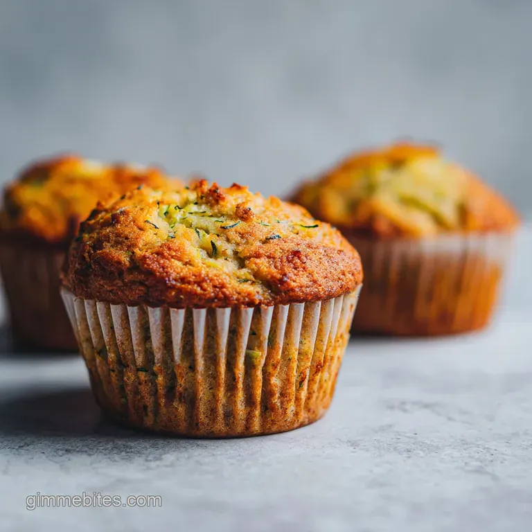 A stack of three warmly-toned muffins, glistening slightly, on a rustic plate.
