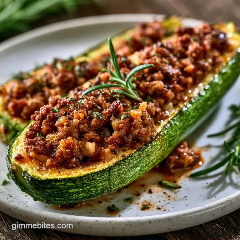 Low-Carb Zucchini Boats with Ground Beef