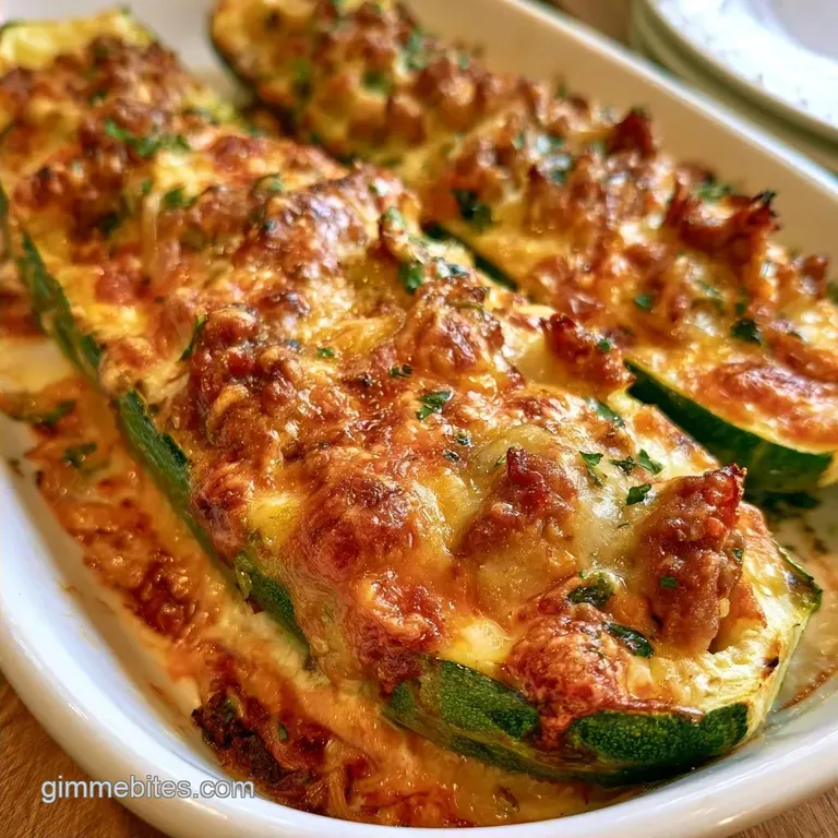 Cheese Stuffed Zucchini Boats with Beef
