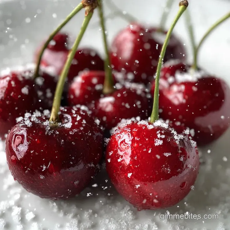 Elegant slice of angel food cake with vibrant cherries nestled in whipped cream. A delicate dessert plated on white china.