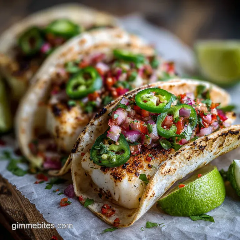 Flaky Halibut Taco Recipe with Adobo Cream