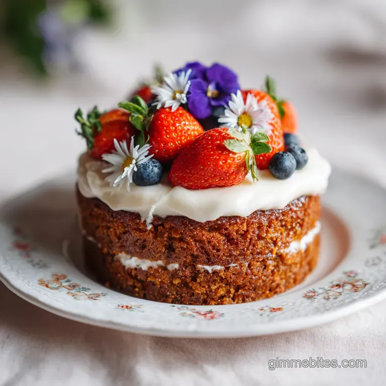 A warm slice of spiced cake with a delicate crumb, artfully arranged with a dollop of creamy frosting.