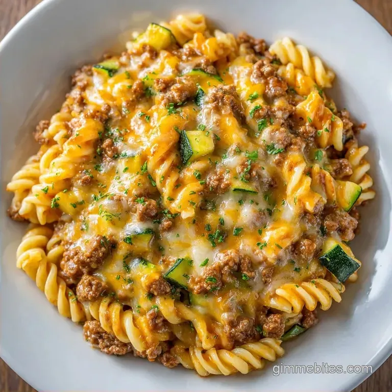 High Protein Ground Beef & Zucchini Pasta Bake