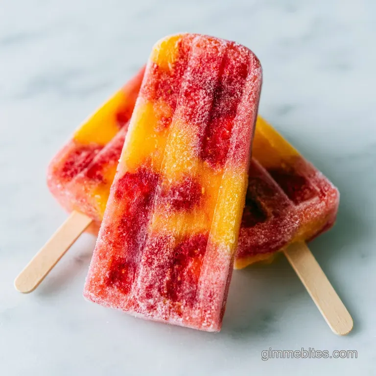 Row of multicolored frozen treats on a white marble platter, garnished with fresh mint and sliced citrus fruits.