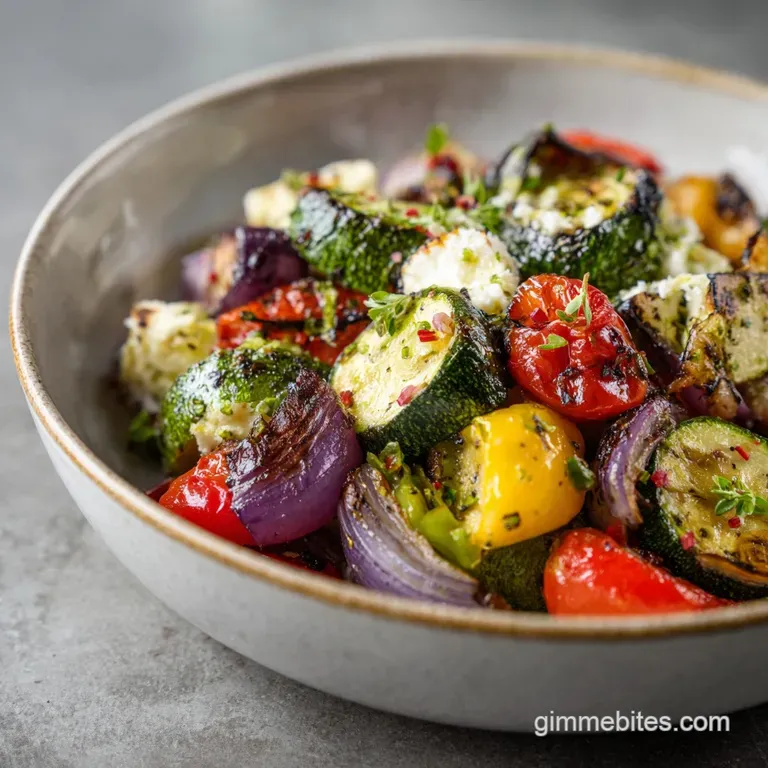 A rustic bowl overflowing with vibrant roasted vegetables and fluffy grains, artfully arranged.