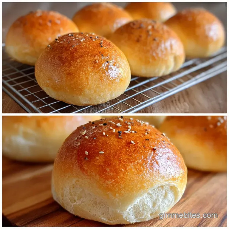 Stack of three fluffy sourdough buns on a linen napkin, illuminated by soft light, hints of steam, ready to eat.