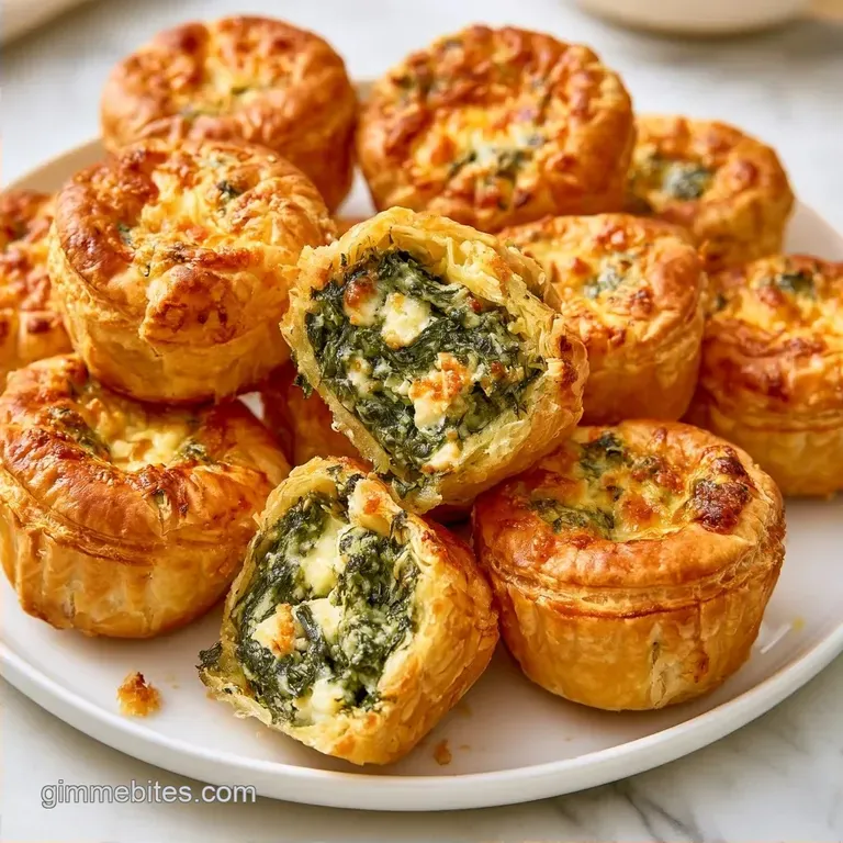 Crispy Feta Spinach Puff Pastry Bites