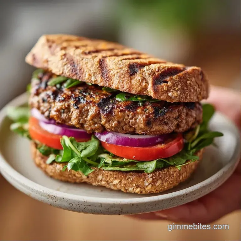 A thick seared beef patty on a wooden board with crisp gold fries and a side of vibrant red ketchup.